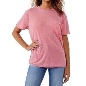 NEW Free People Vella Pocket Tee Coral S